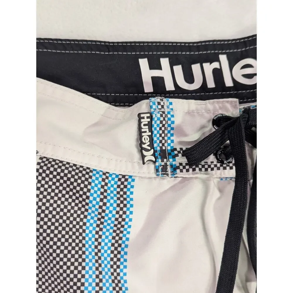 Hurley Phantom Boardshorts Mens 36 Blue Plaid Stretch Swim Trunks
